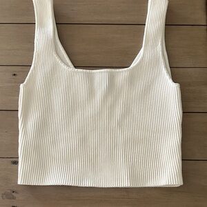 Abound Ribbed Cream Crop Top